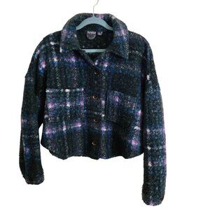 Arula Cropped Cozy Plaid Faux Sherpa Jacket Size 1X